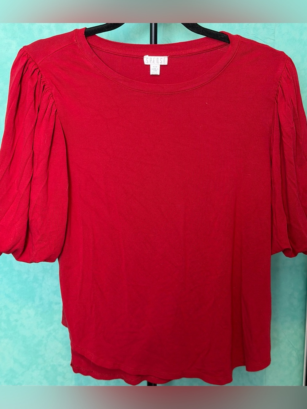 ❤️✨SPENSE Red Puff-Sleeve Top